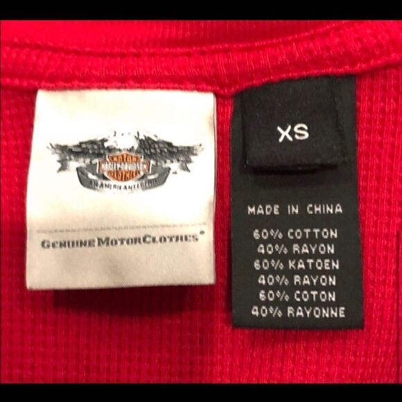 HARLEY DAVIDSON HD REBEL RED LONG SLEEVE THERMAL TOP - Picture 4 of 5